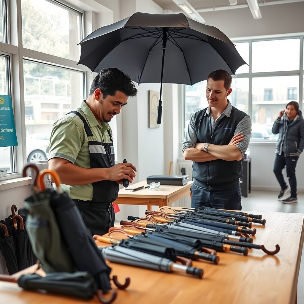 Oficina de reparo de guarda-chuvas da Umbrellafix
